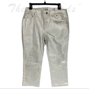 NWT Chico's Platinum Silver Metallic Petite Crop 0.5 Jeans